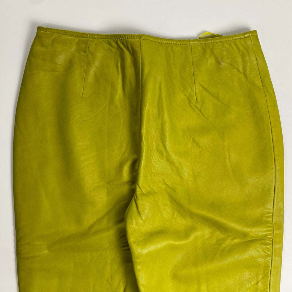 90s ck CALVIN KLEIN カルバンクライン / ヴィンテージ ラムレザーパンツ ピスタチオカラー SIZE：2