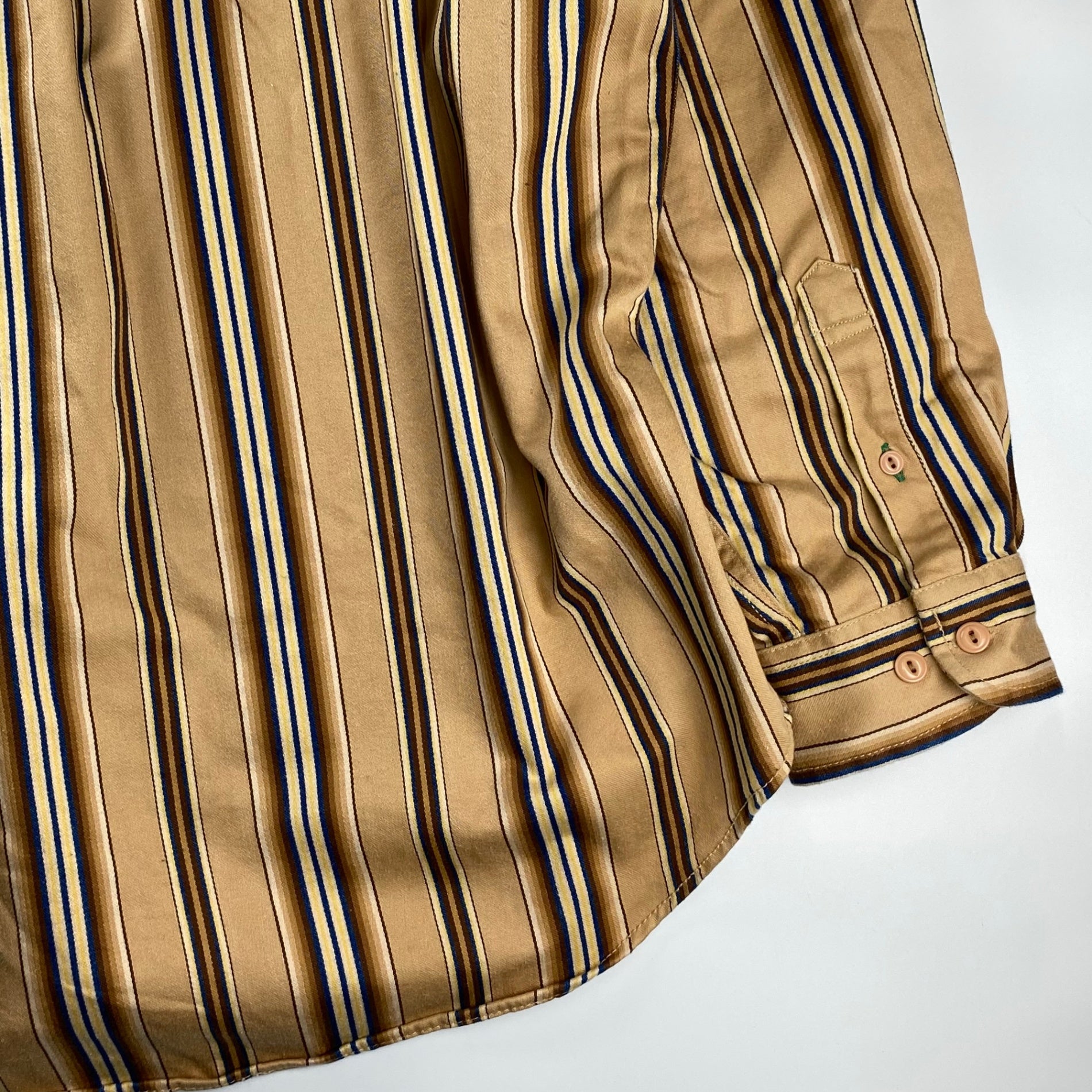 90s OLD TOMMY HILFIGER トミーヒルフィガー / ストライプ  ビッグシルエットシャツ ノーカラー バンドカラー エンブレム  SIZE：L（XXL程度）