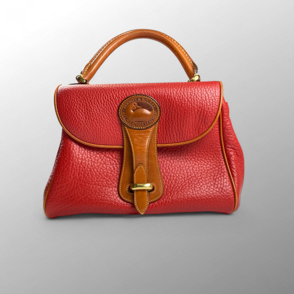 DOONEY＆BOURKE ドゥーニーアンドバーク / ワンハンドル ハンドバッグ シボ革 レザー レッド×ブラウン ユニセックス