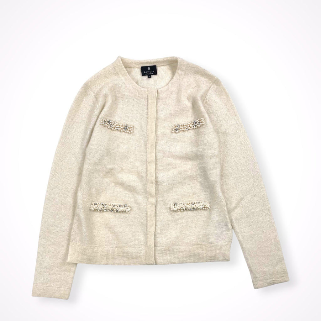 LANVIN COLLECTION / モヘヤMIXビジューカーディガン SIZE:38