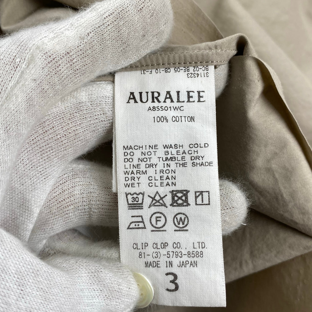 AURALEE オーラリー / SELVEDGE WEATHER CLOTH SHIRTS オープンカラー シャツ ベージュ 参考定価：22,000+tax SIZE：3