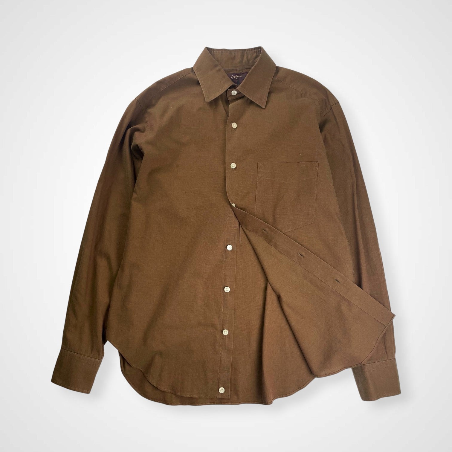 Yohji Yamamoto A.A.R ヨウジヤマモト アール / 90-00s 偏光 ボックスシルエットシャツ ブラウン 参考定価：16,000程度 SIZE：M