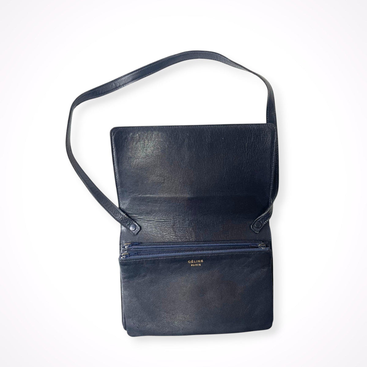 CELINE / ヴィンテージ トリオワンショルダーバッグ ダークネイビー