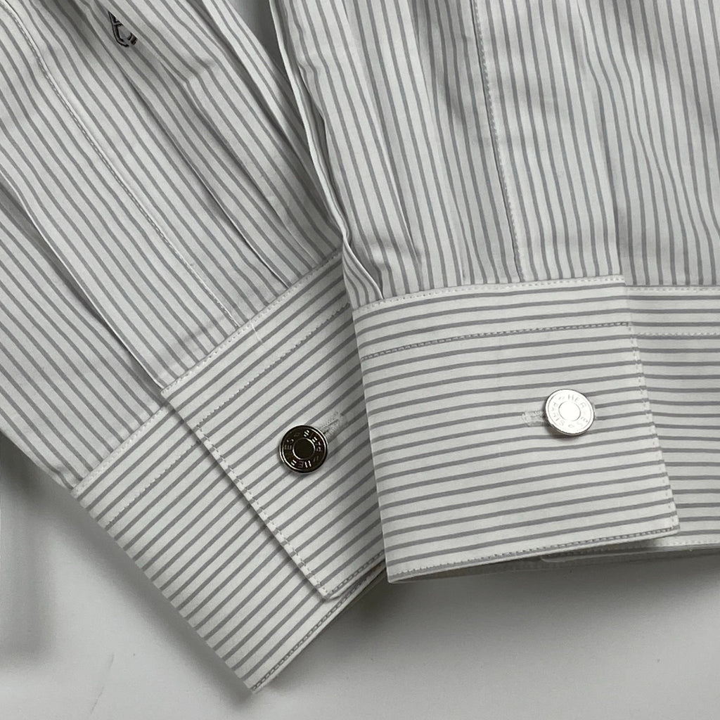 HERMES エルメス / シェーヌダンクル柄 ストライプ シャツ セリエボタン SIZE:40（L程度）