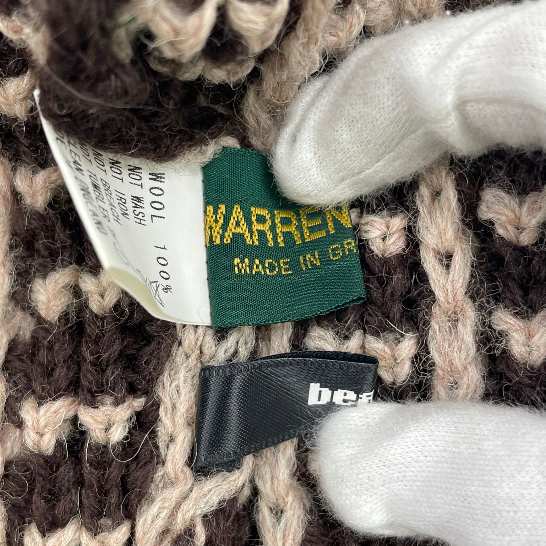 OLD BEAMS × WARREN SCOTT ビームス ウォーレンスコット / コラボ VINTAGEニットビーニー ブラウン×ベージュ