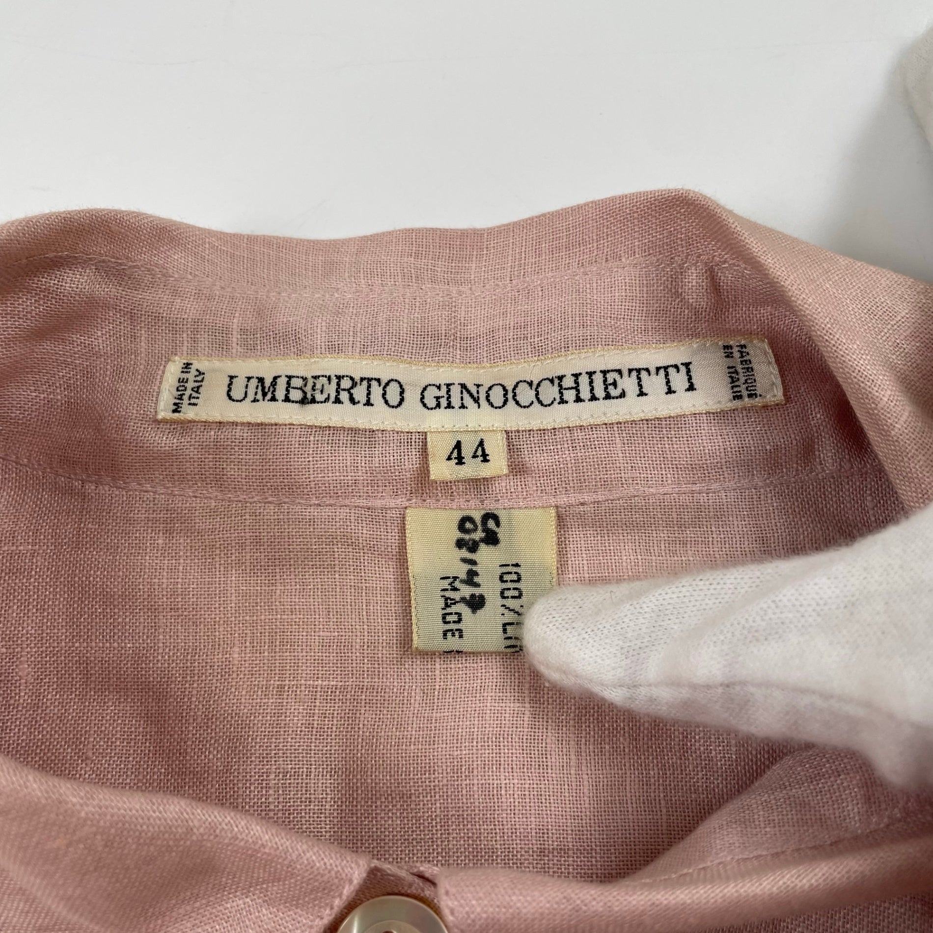 UMBERTO GINOCCHIETTI / ヴィンテージデザイナーズ リネンシャツ SIZE:44