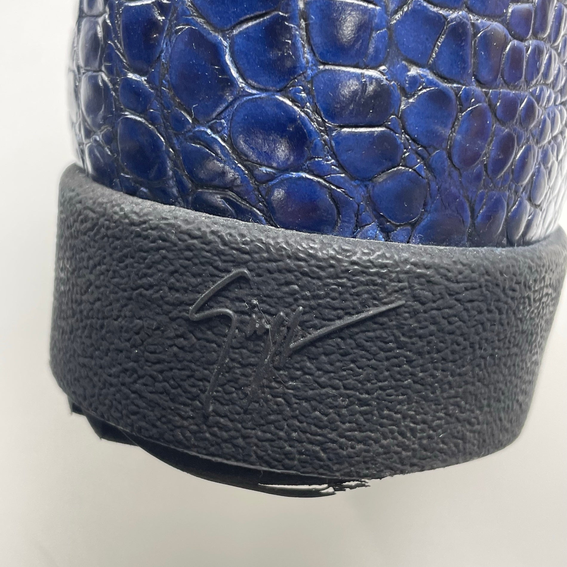 GIUSEPPE ZANOTTI ジュゼッペ ザノッティ / クロコ型押しスニーカー ネイビー 美品 参考定価：90,000程度 SIZE:43