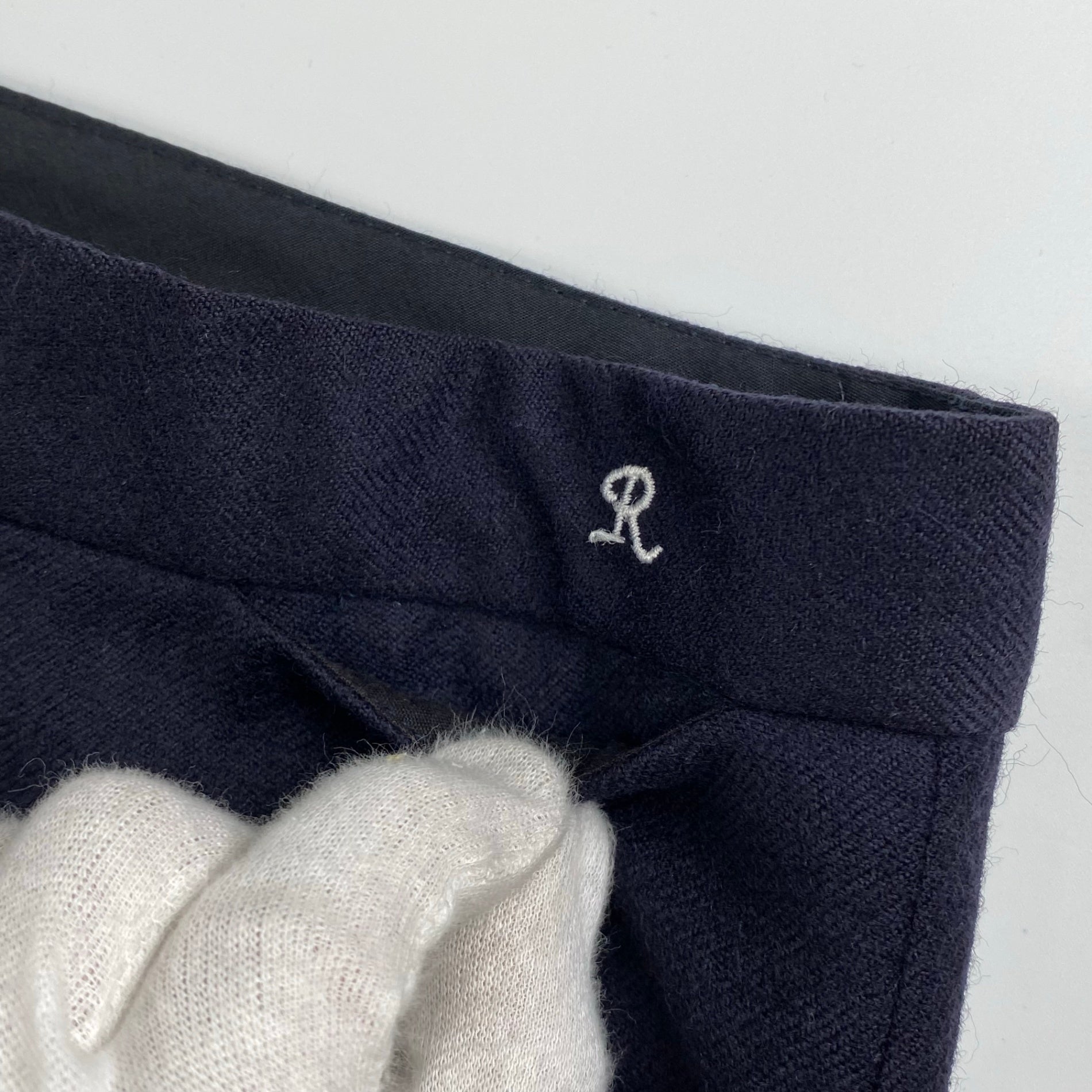 【04AW wave期】 RAF SIMONS ラフシモンズ / エンブロイダリー ミニマル スラックス ネイビー SIZE:46