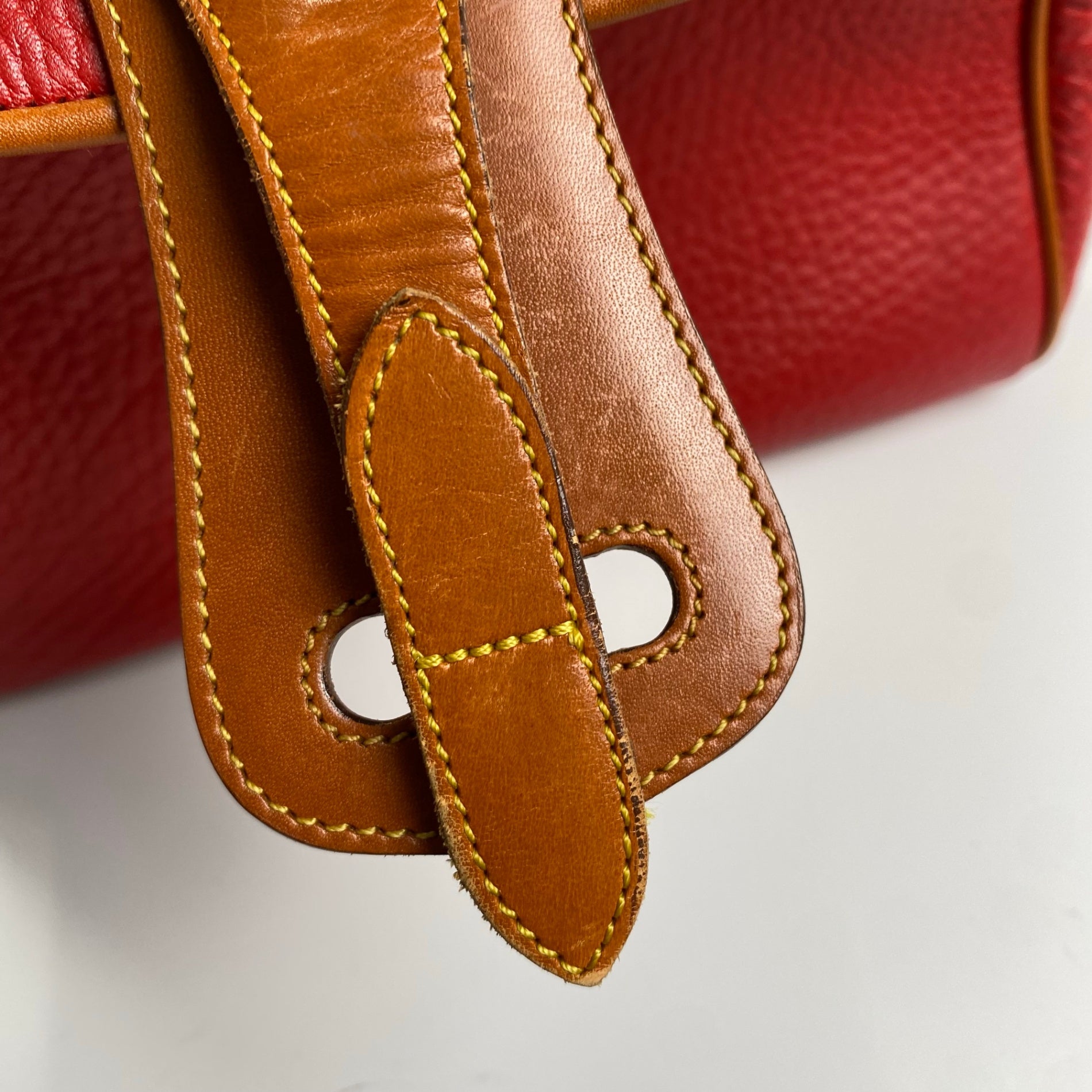 DOONEY＆BOURKE ドゥーニーアンドバーク / ワンハンドル ハンドバッグ シボ革 レザー レッド×ブラウン ユニセックス