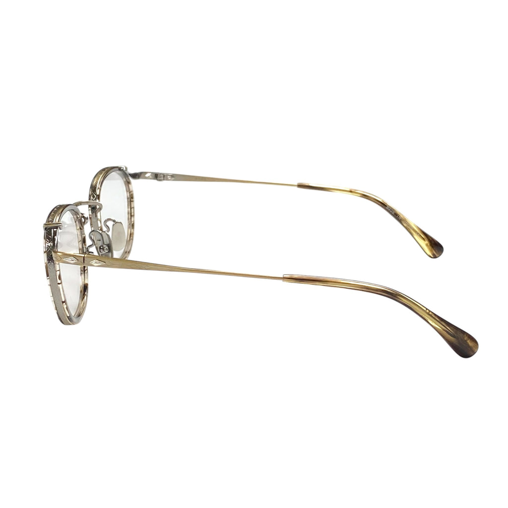 【極美品】 金子眼鏡 premium / KMP-22 シルバーコンビ 伊達メガネ 度なしクリアレンズ