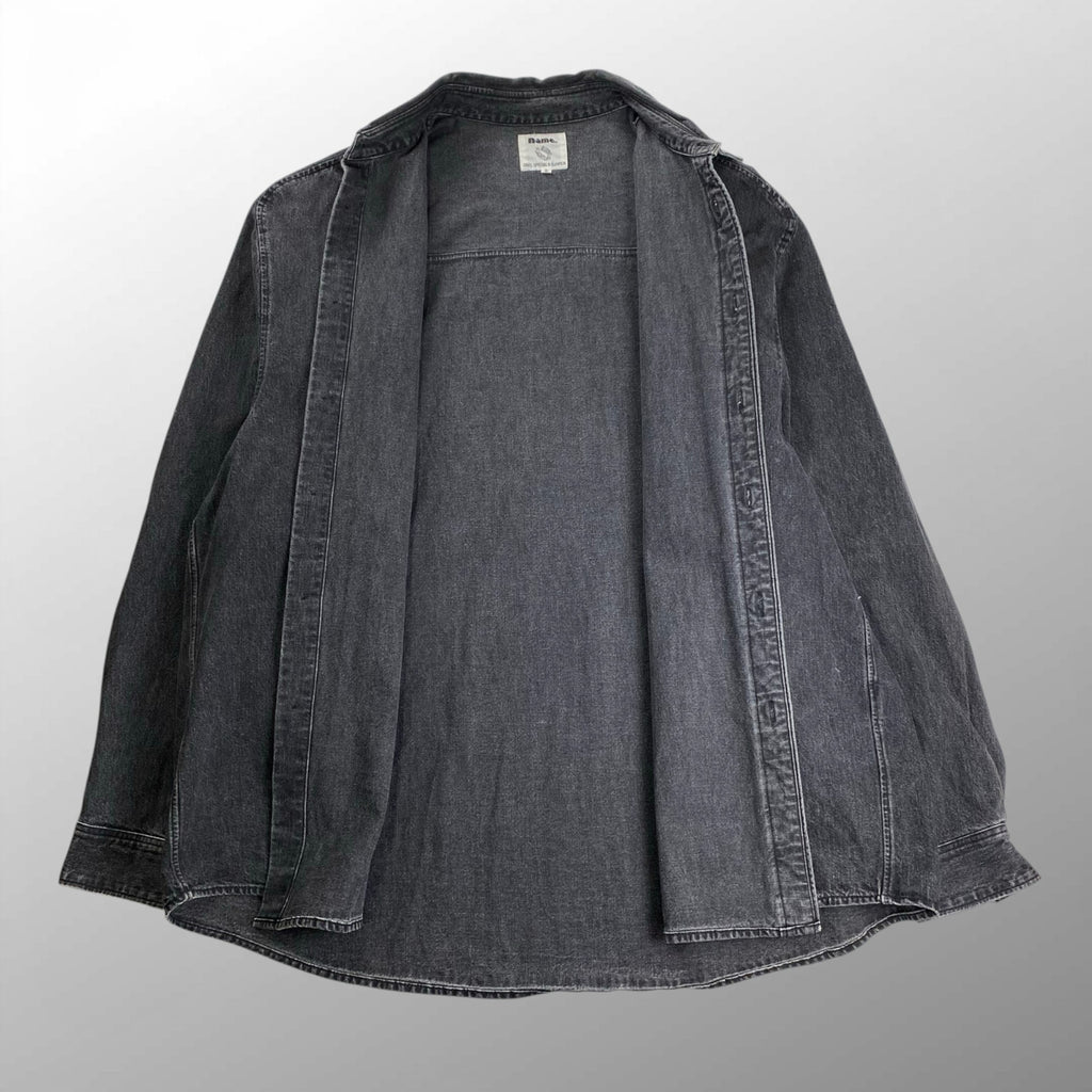 name. × FLAGSTAFF ネーム フラグスタフ / DENIM SHIRT コラボ グラフィックプリント デニムシャツ ブラック 参考定価：33,000+tax SIZE:2(FREE SIZE)