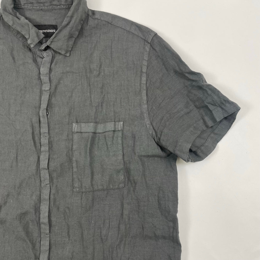 EMPORIO ARMANI エンポリオ アルマーニ / オールドリネンシャツ グレー SIZE：39