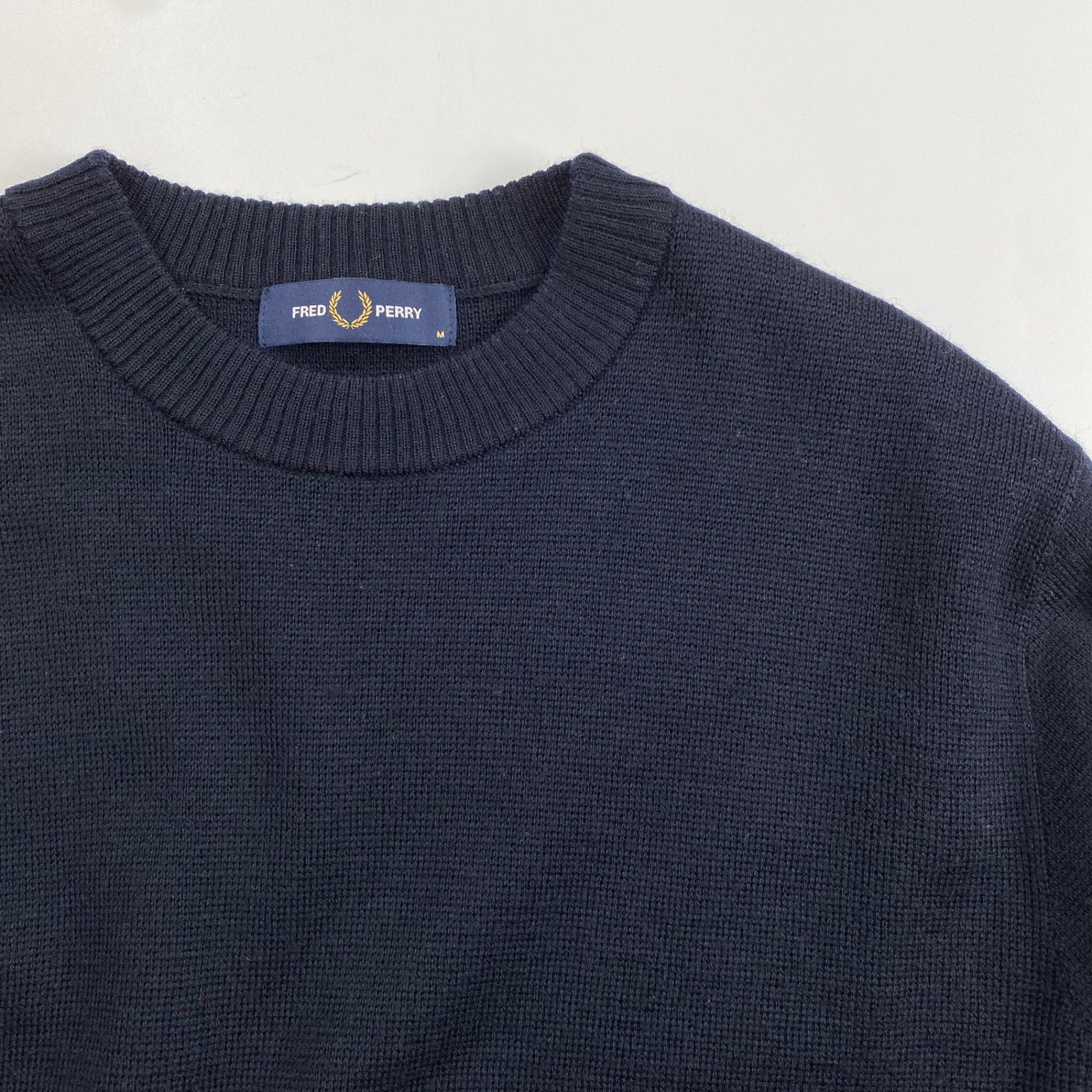 FRED PERRY フレッドペリー / スリーブロゴ ジャガードロゴニット SIZE:M