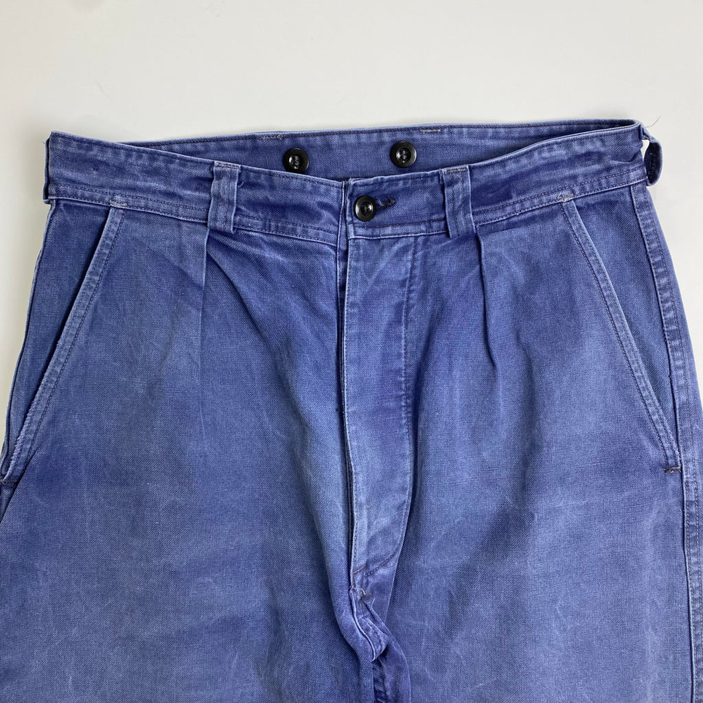 60s FRENCH VINTAGE / 1タック レイルマンパンツ 片ポケ フェード ツールポケット SIZE:W80cm