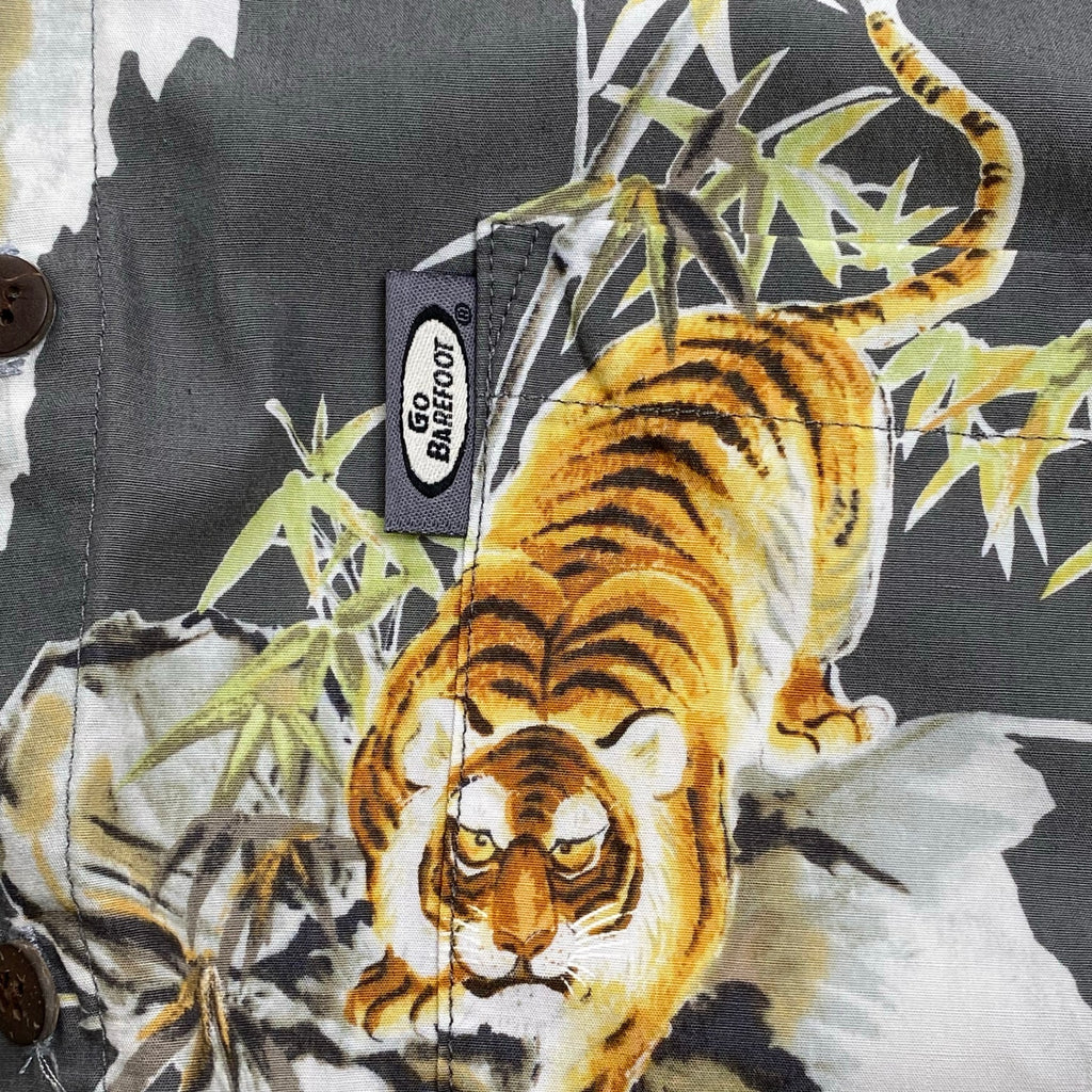 GO BAREFOOT ゴーベアフット / TIGER＆BAMBOO ALOHA アロハシャツ 虎 竹 乱痴気取扱い SIZE:M