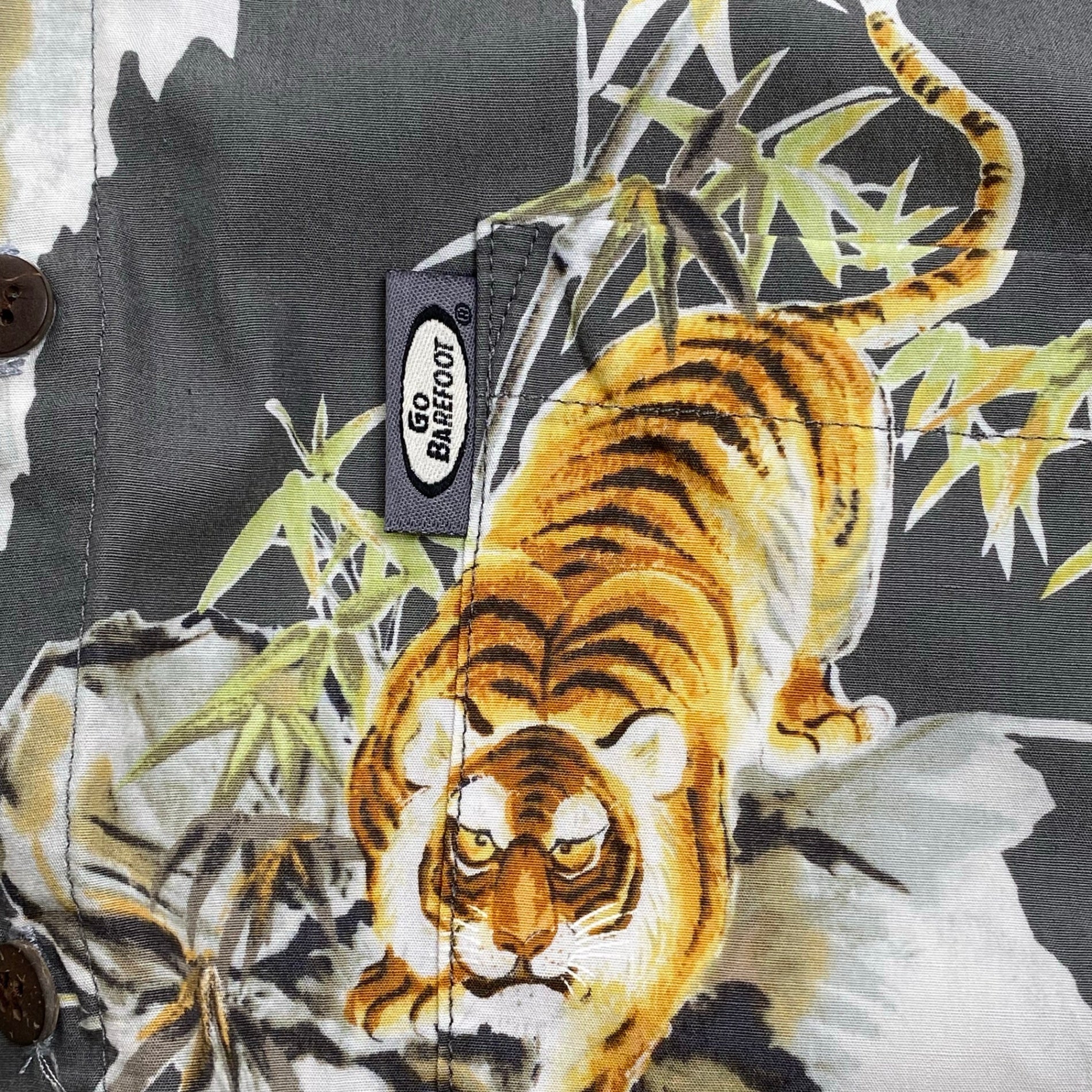 GO BAREFOOT ゴーベアフット / TIGER＆BAMBOO ALOHA アロハシャツ 虎 竹 乱痴気取扱い SIZE:M
