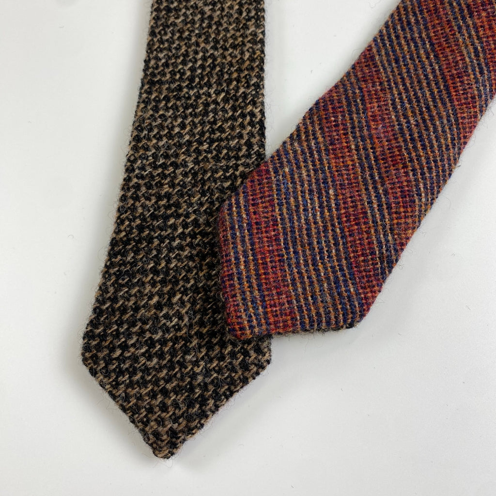 【美品】KENNETH FIELD × Fairfax ケネスフィールド フェアファックス / ツイードリバーシブルタイ ネクタイ