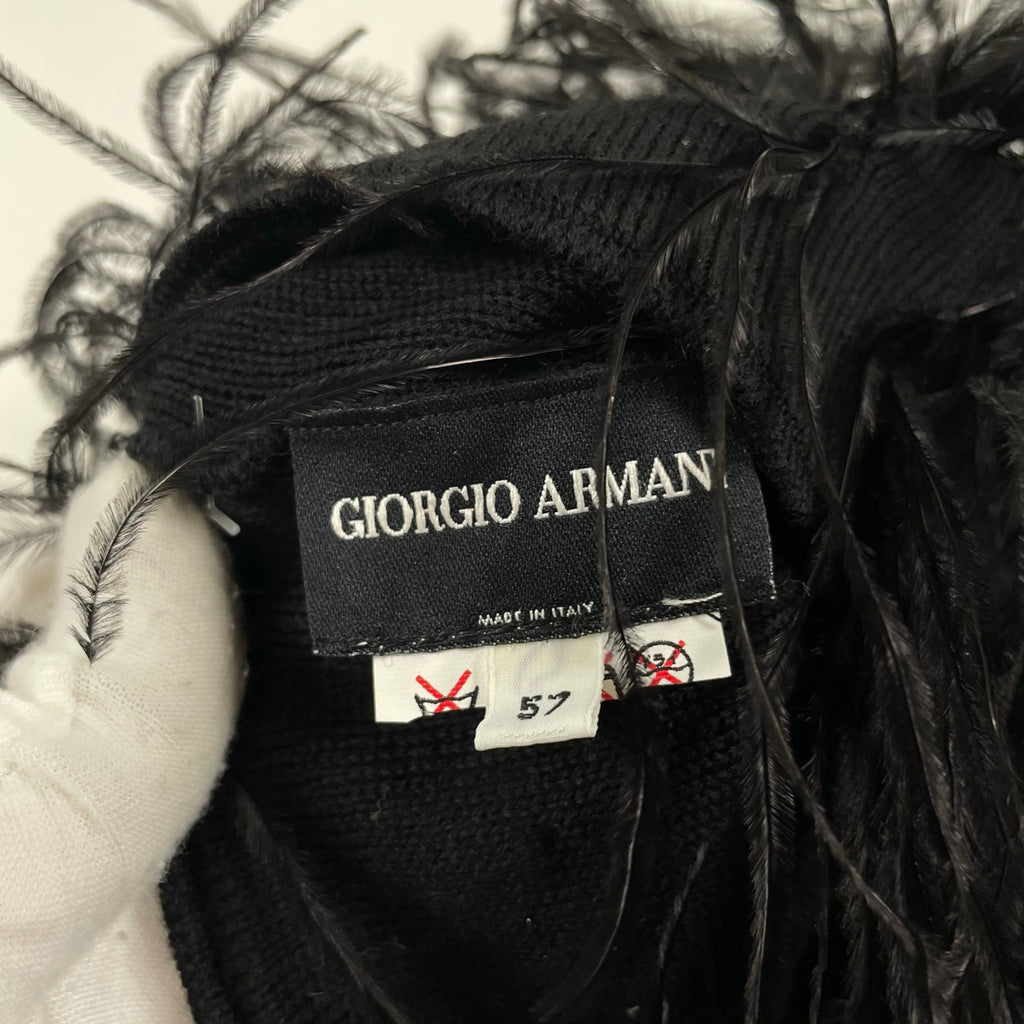 GIORGIO ARMANI / Archive フェザー×ビーズビーニー 箱付
