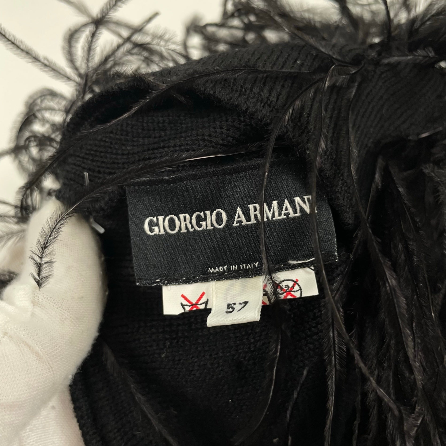 GIORGIO ARMANI / Archive フェザー×ビーズビーニー 箱付