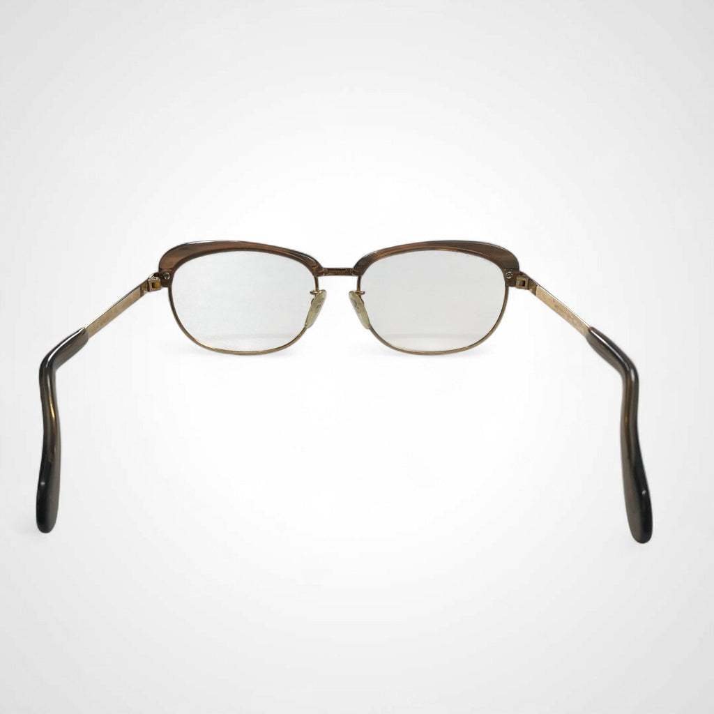 EURO VINTAGE 西ドイツ製 / ヴィンテージ メガネ アイブロウ K10GF ブラウン ゴールド レンズ無