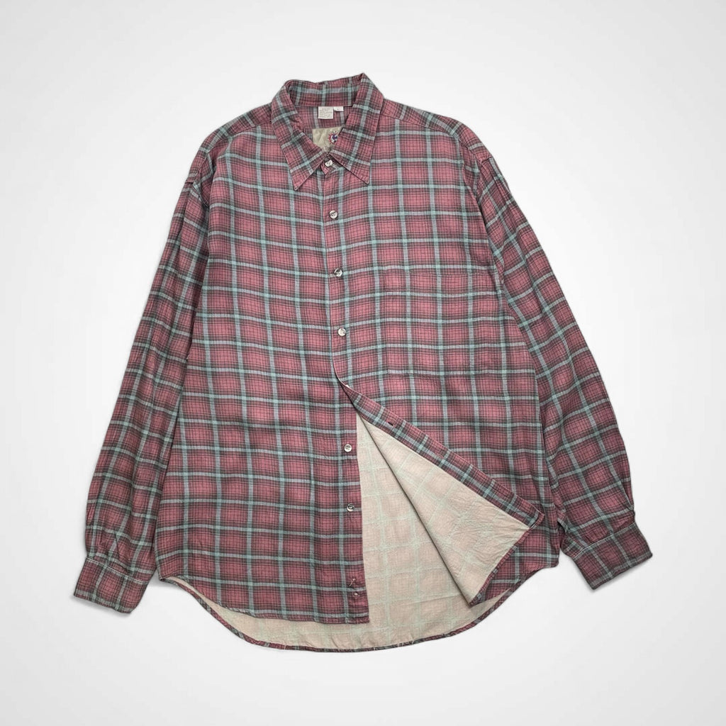 VINTAGE ヴィンテージ / シルク100％ チェックシャツ THE TERRITORY AHEAD USAブランド SIZE:L