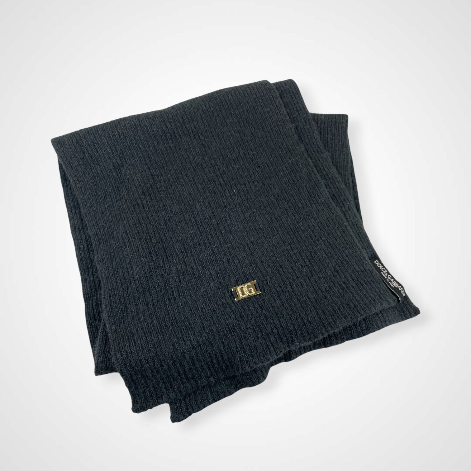 DOLCE＆GABBANA ドルチェアンドガッバーナ / ロゴチャーム アルパカマフラー グレー
