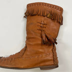VINTAGE ヴィンテージ / フリンジレザーブーツ ブラウン Y2K イタリア製 SIZE:24.5cm程度