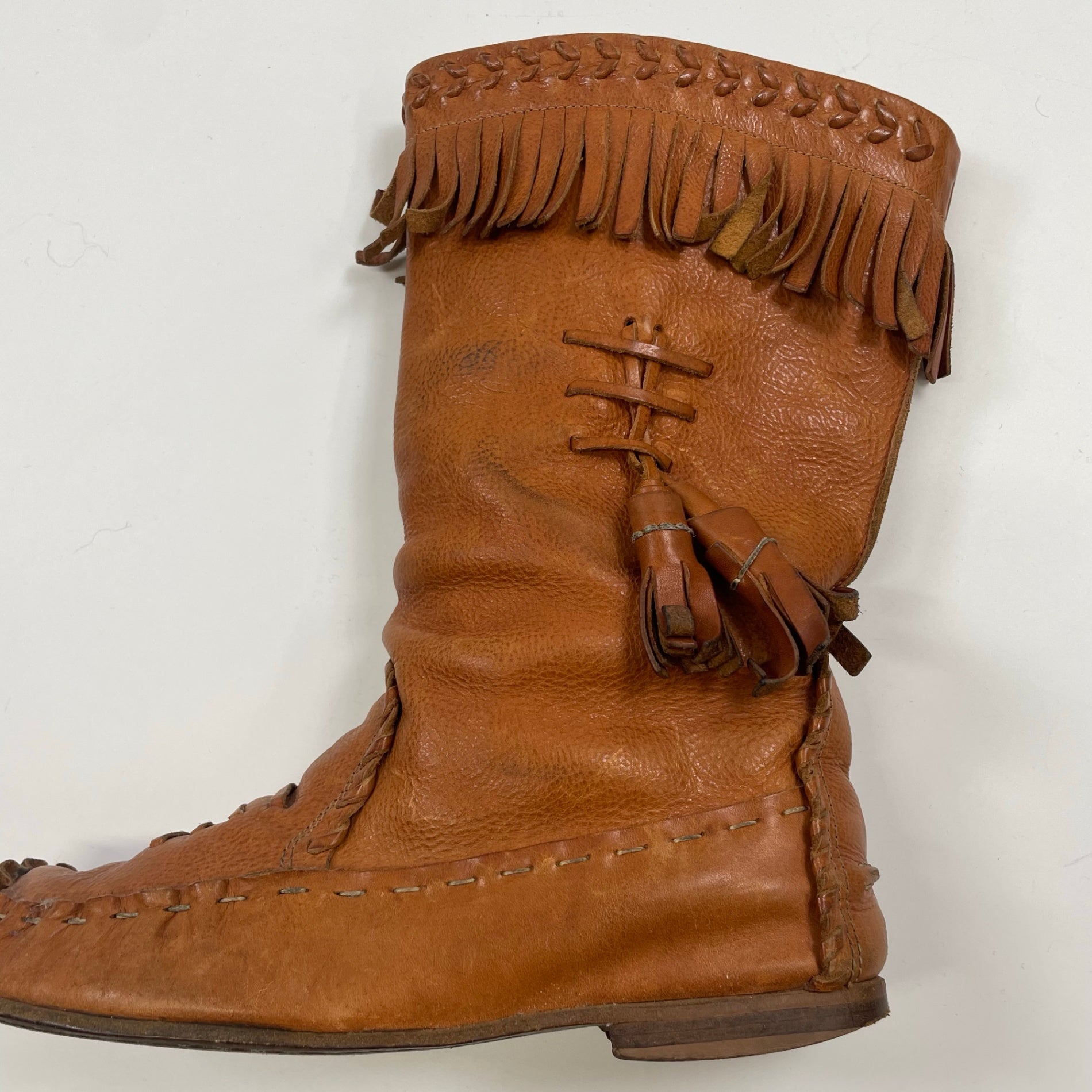 VINTAGE ヴィンテージ / フリンジレザーブーツ ブラウン Y2K イタリア製 SIZE:24.5cm程度