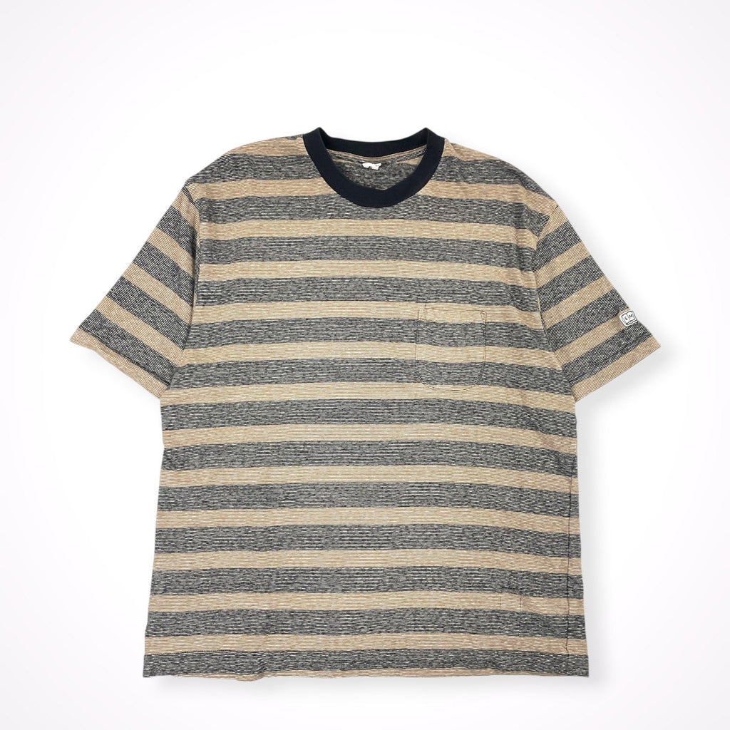ENDS and MEANS / ボーダーTEE ブラウン×ブラック SIZE：M