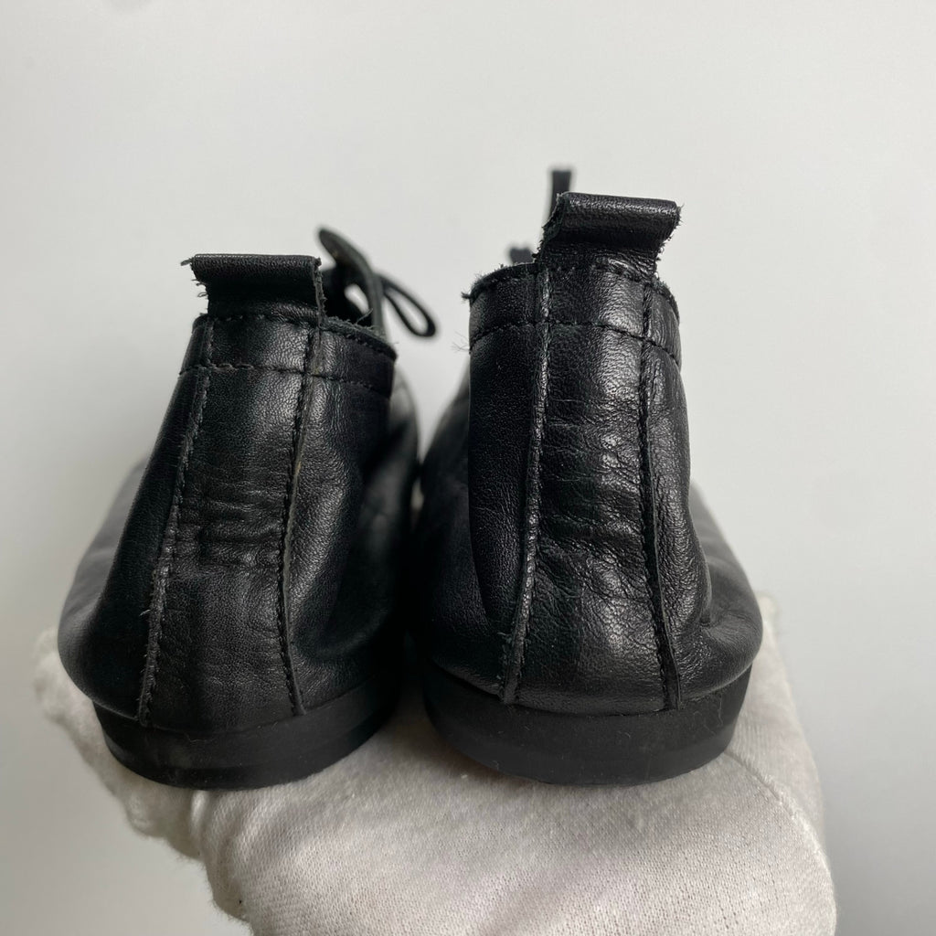 VINTAGE 8-90s yohji yamamoto ヨウジヤマモト / Gillies shoes ギリーシューズ レザー ブラック 丸文字 SIZE:M(23cm程度)