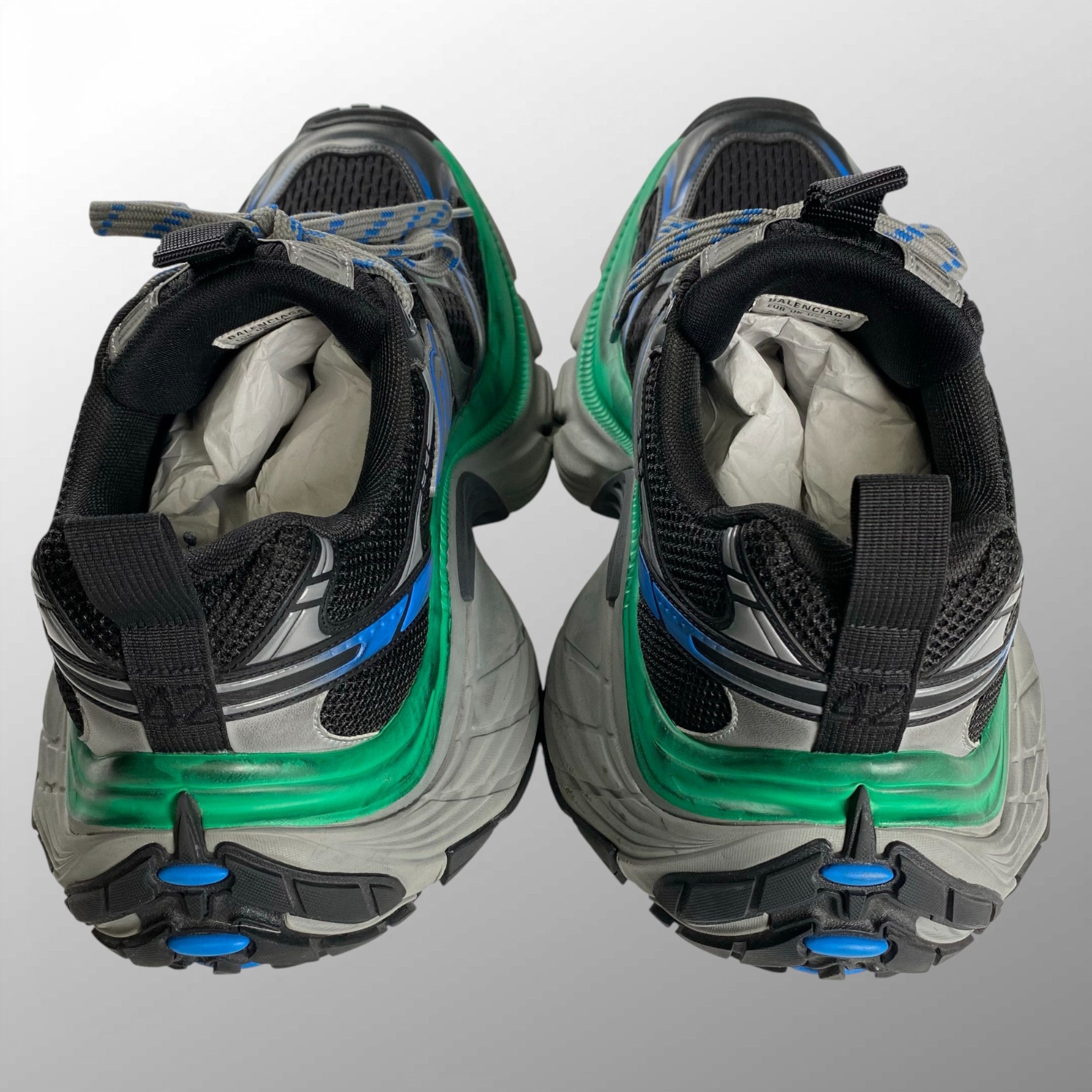 【鑑定済み】 BALENCIAGA バレンシアガ / 10XL ローカットスニーカー 希少カラー ブラック グリーン ダメージ加工 784344 SIZE：27.5