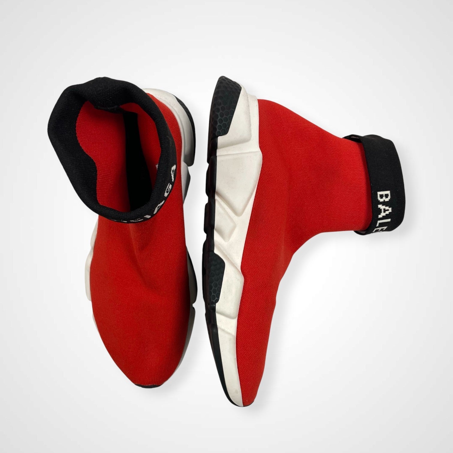 BALENCIAGA バレンシアガ / SPEED TRAINER CUFFED ロゴ レッド×ブラック 参考定価：130,000程度 SIZE:28.5