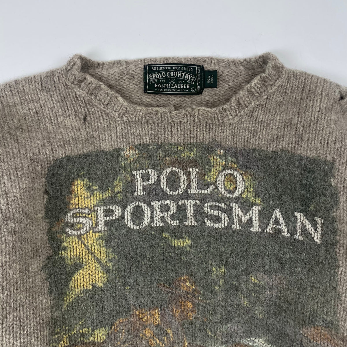 POLO COUNTRY / VINTAGE ルアーマンプリントニット 当時物 SIZE:L