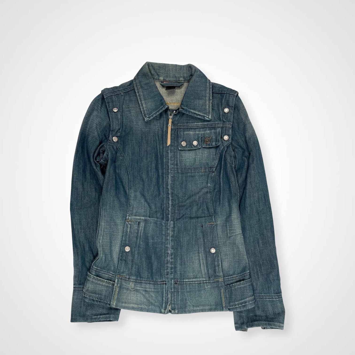 2000s d.i.a. 当時物 希少デニム色褪せジップギミックジャケット 平成 DIESEL ディーゼル / 00s ギミックジップデニムジャケット ライダース