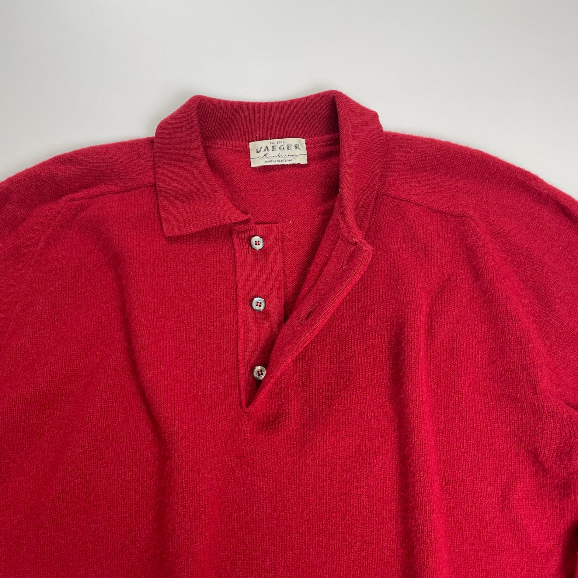 JAEGER イエガー VINTAGE ヴィンテージ / ラムウール ニットポロ MADE IN SCOTLAND SIZE：M-L程度