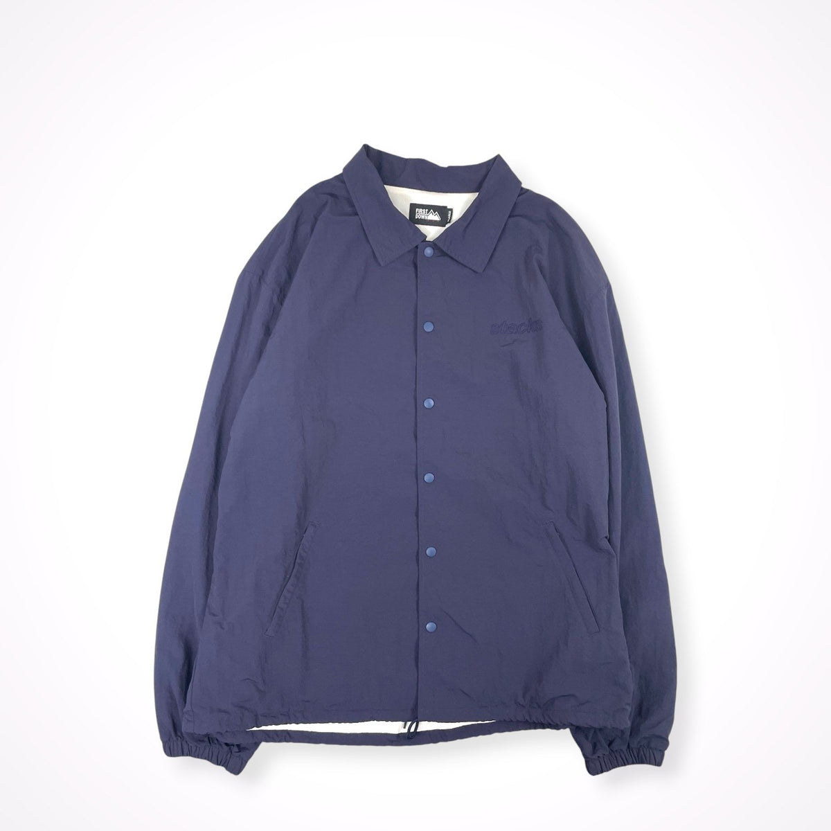 stacks bookstore × FIRST DOWN / コラボ 刺繍ロゴコーチジャケット ネイビー SIZE:XL