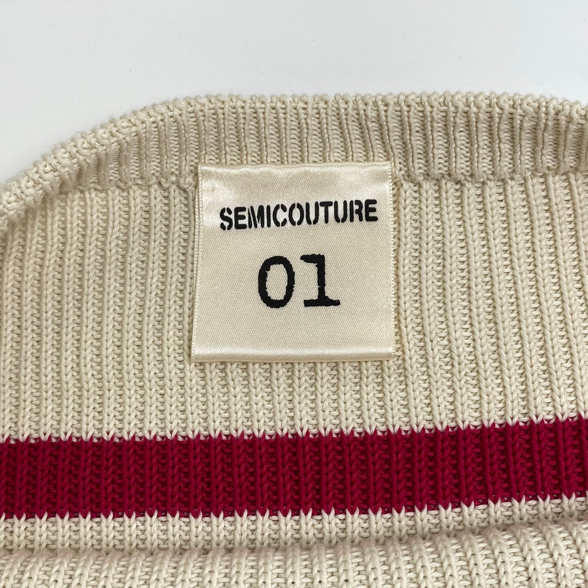 SEMI COUTURE セミクチュール / コットンボーダーニット ショート丈 参考定価：40,000程度 SIZE:M