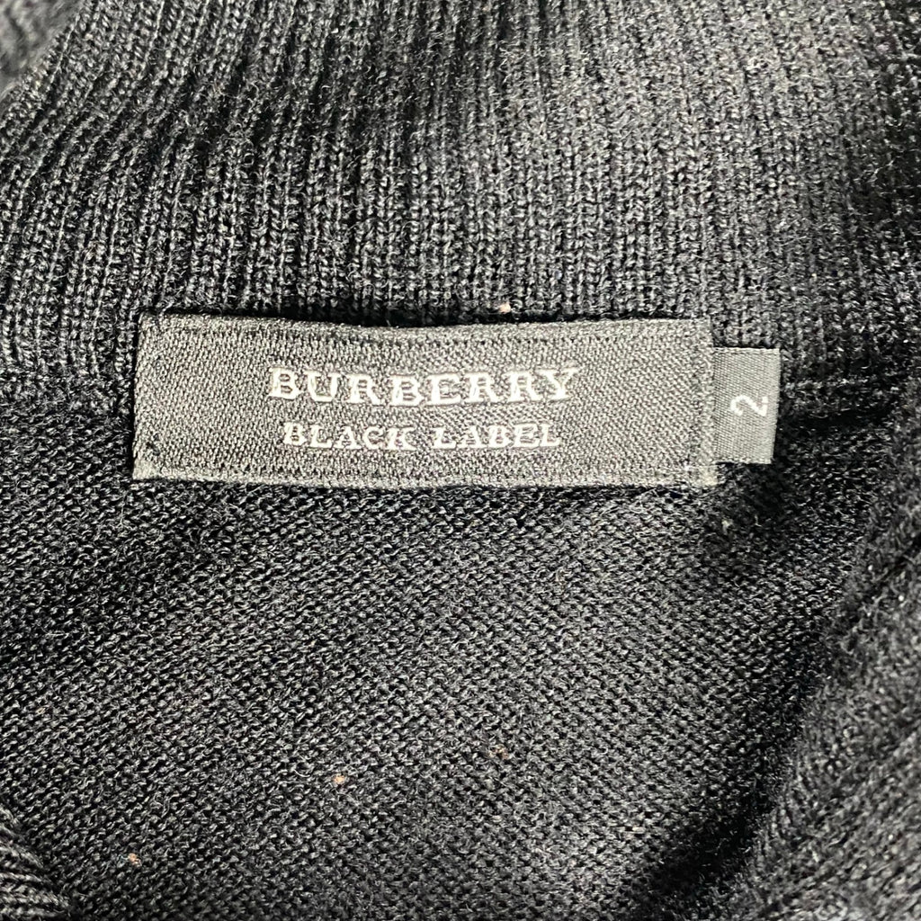 BURBERRY BLACK LABEL バーバリーブラックレーベル / ハーフボタン ハイネックニット シャドーホース ブラック SIZE：2