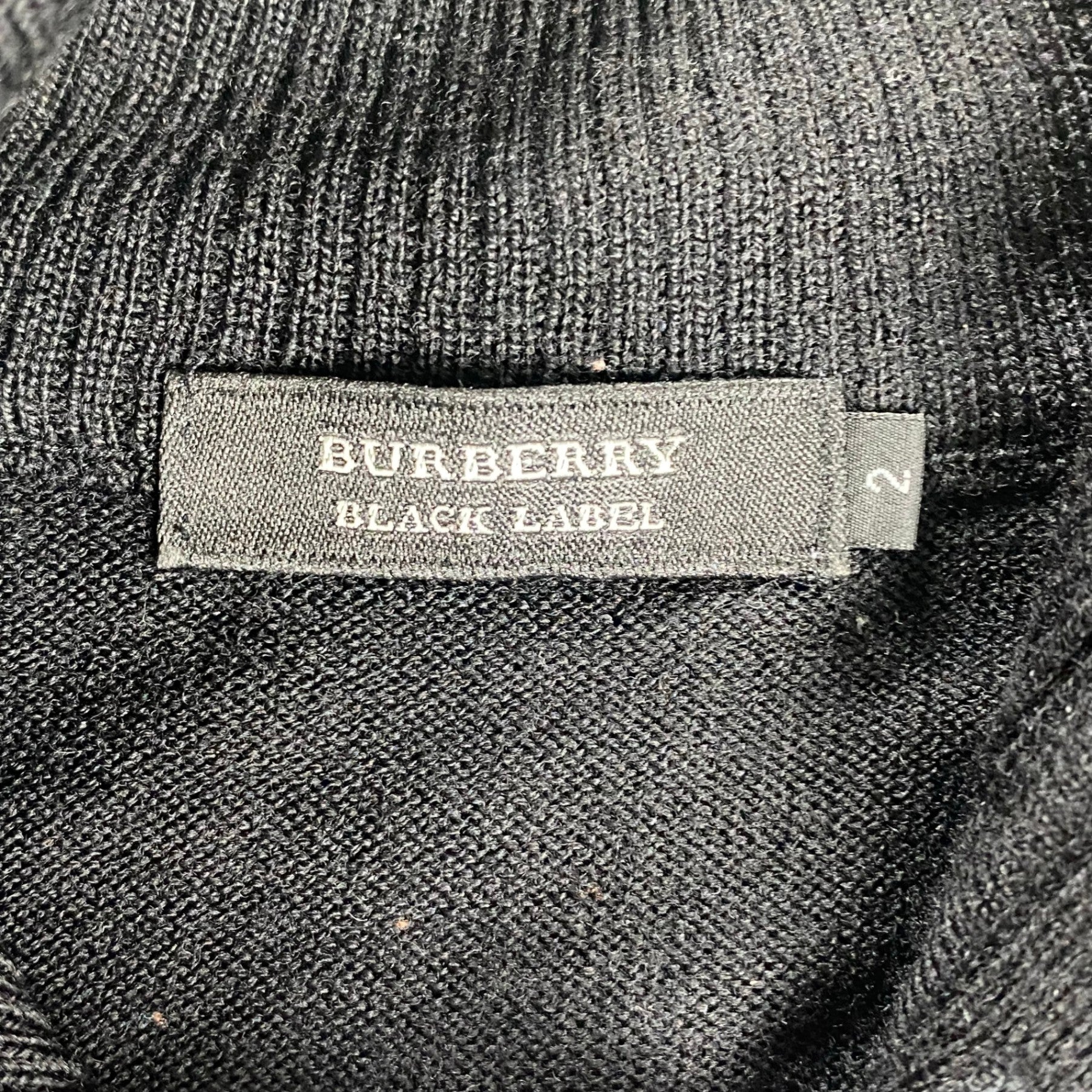 BURBERRY BLACK LABEL バーバリーブラックレーベル / ハーフボタン ハイネックニット シャドーホース ブラック SIZE：2