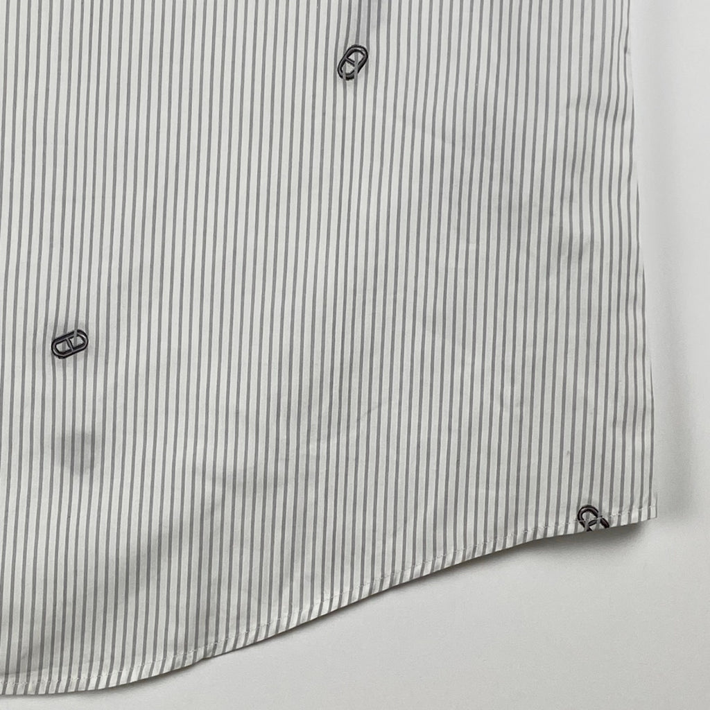 HERMES エルメス / シェーヌダンクル柄 ストライプ シャツ セリエボタン SIZE:40（L程度）