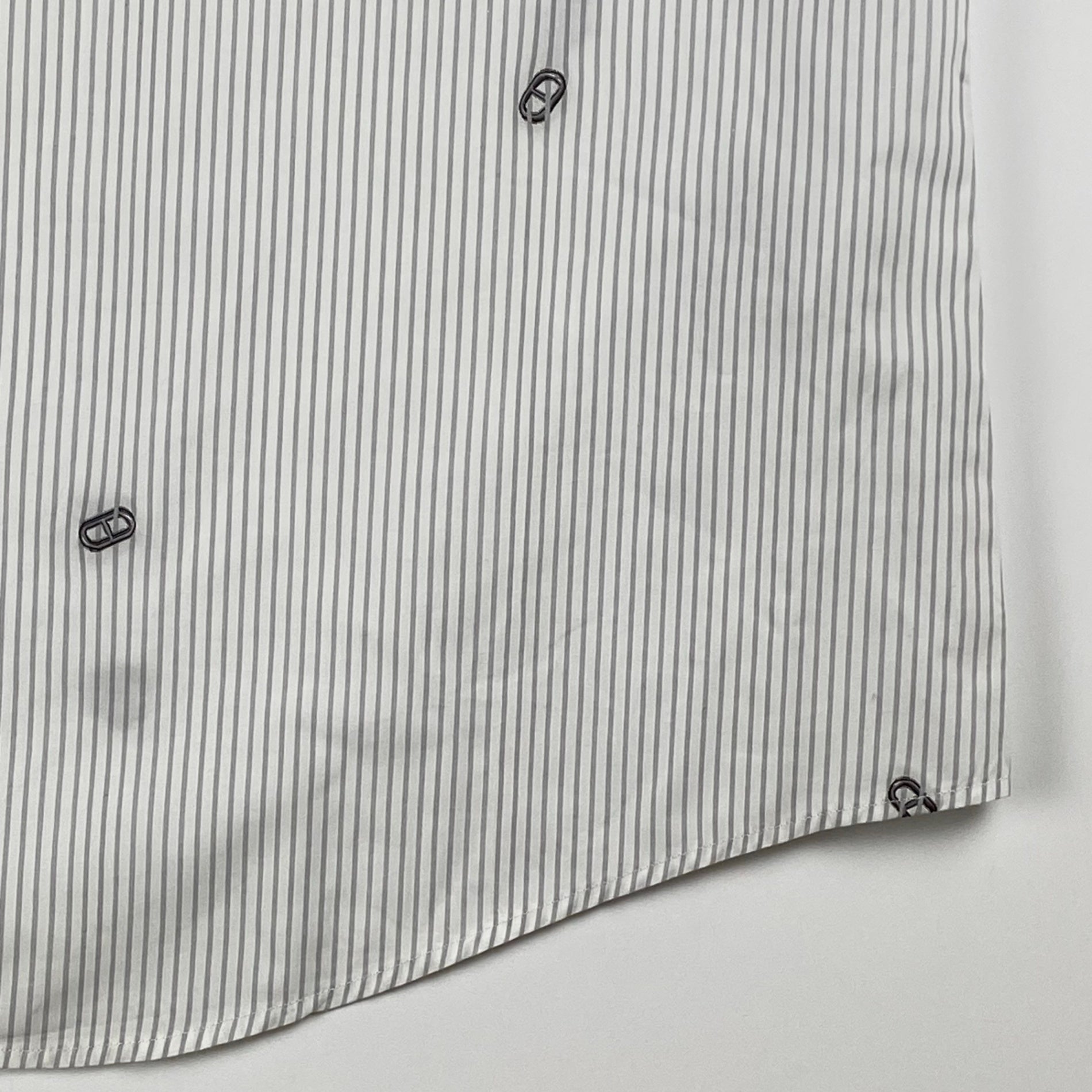 HERMES エルメス / シェーヌダンクル柄 ストライプ シャツ セリエボタン SIZE:40（L程度）