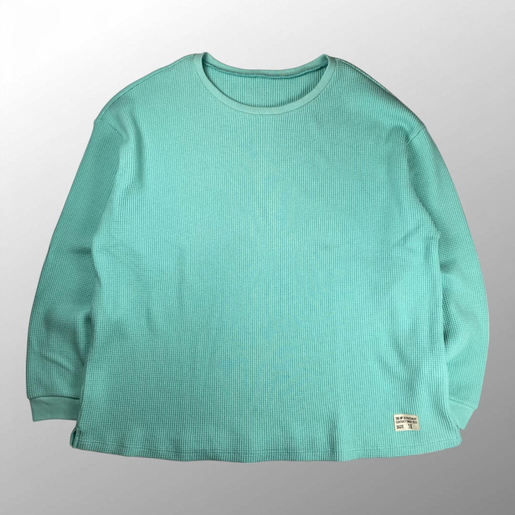 【タグ付・美品】 Tie-up タイアップ / WAFFLE BIG THERMAL サーマル ブルー コットン100％ 日本製 参考定価：18,000+tax SIZE:M