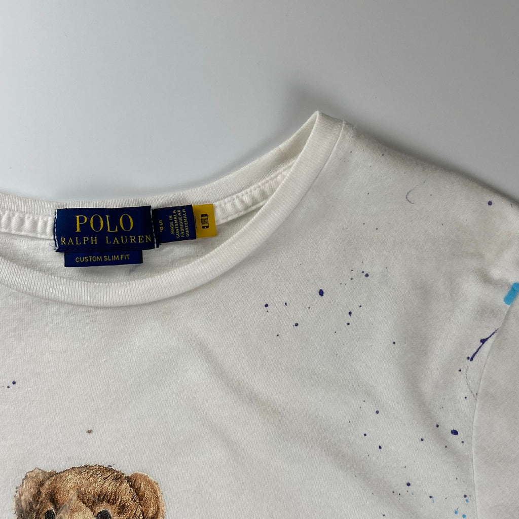 POLO RALPH LAUREN ポロ ラルフローレン / ポロベア ペンキ加工  Tシャツ 筆記体ロゴ レアデザイン SIZE:S