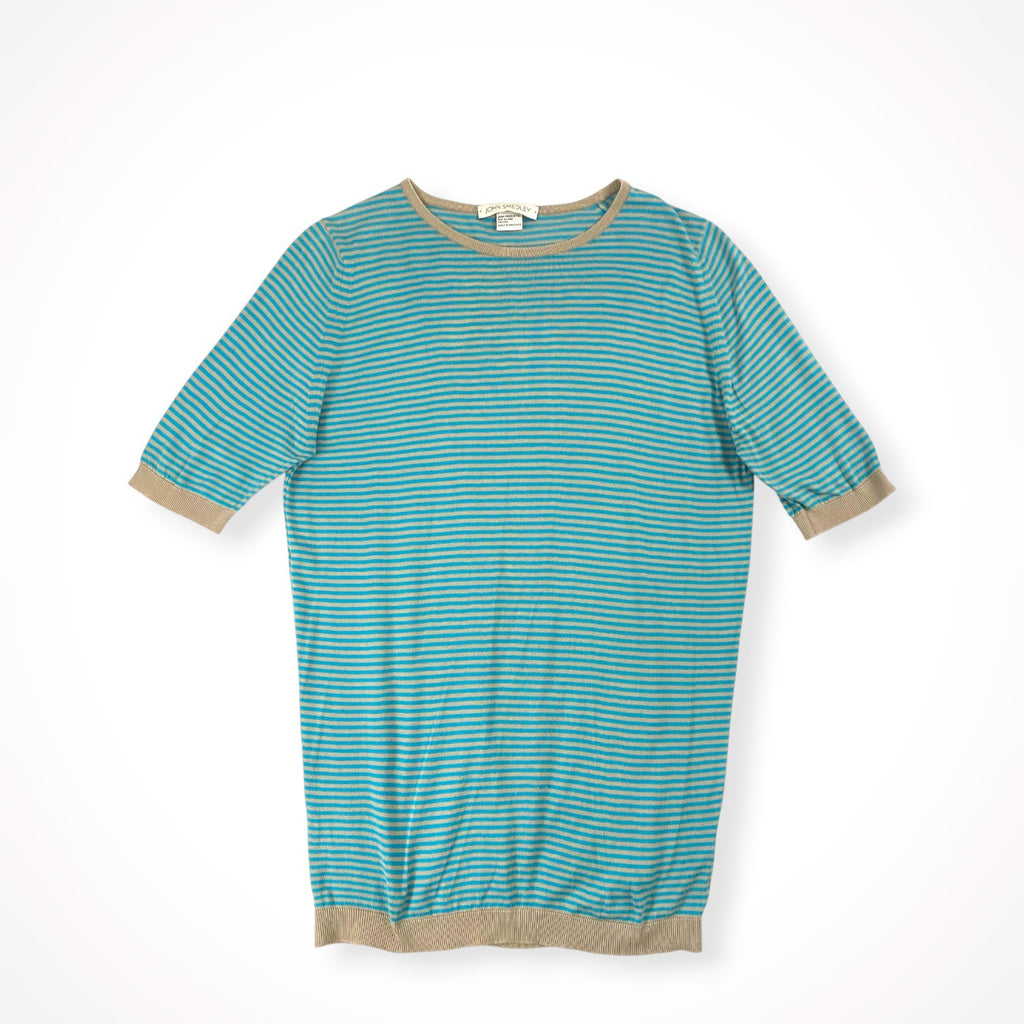JOHN SMEDLEY / 半袖ボーダーニット 参考定価：40,000程度 SIZE:XS