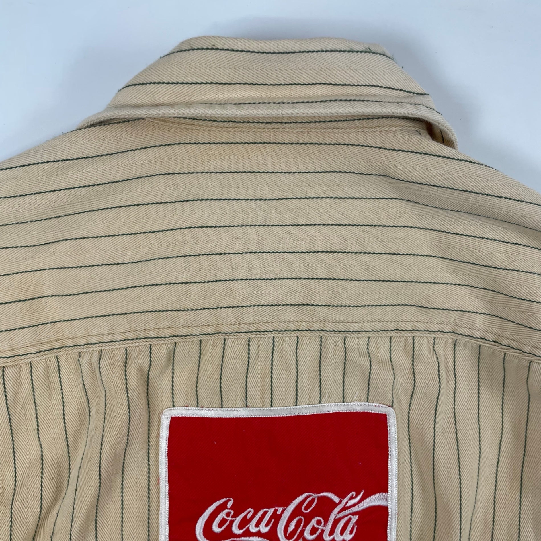 Coca-cola / ヴィンテージ ストライプワークシャツ 企業物 SIZE:L
