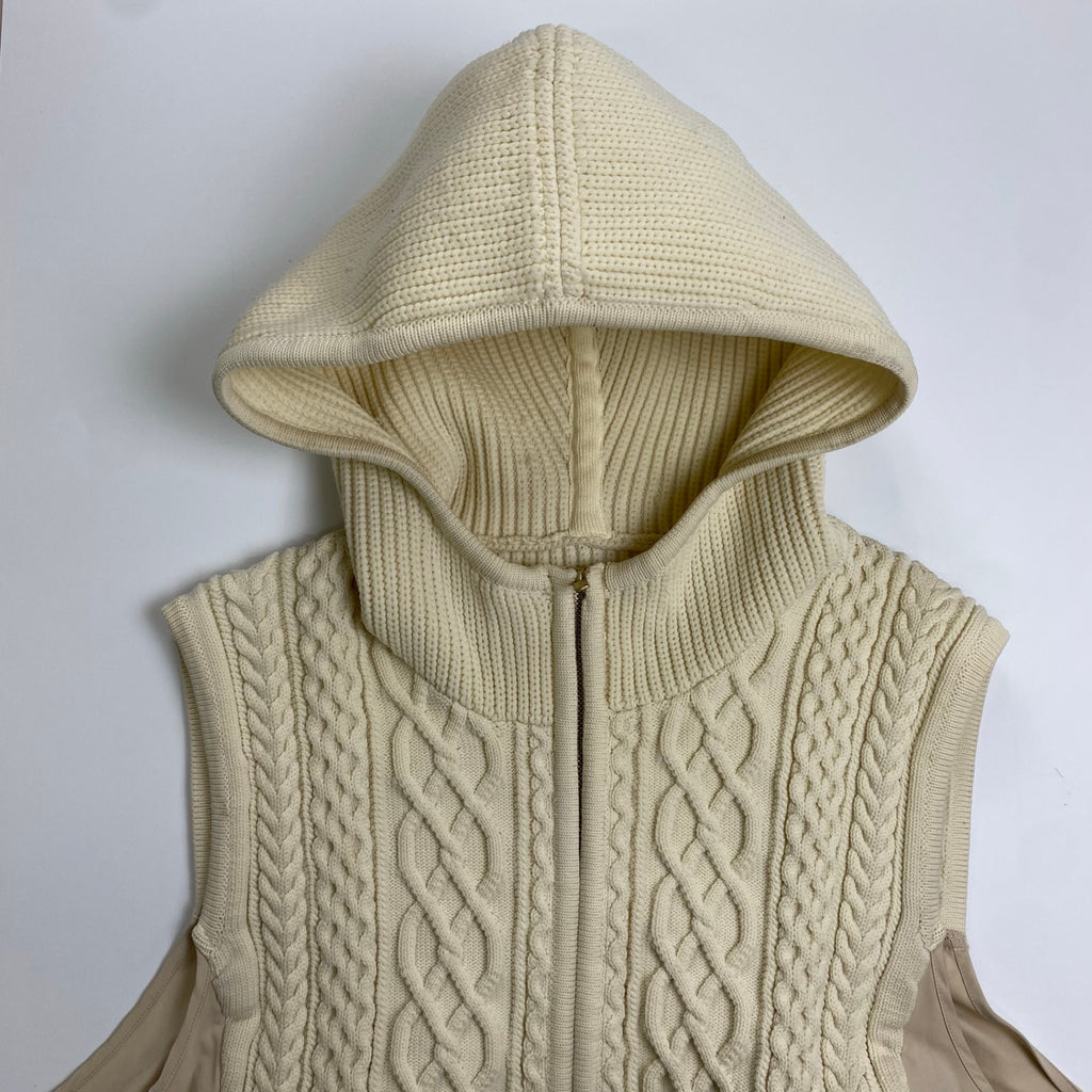 trois トロア / 異素材ケーブルニットベスト アイボリー 参考定価：18,000+tax SIZE:FREE