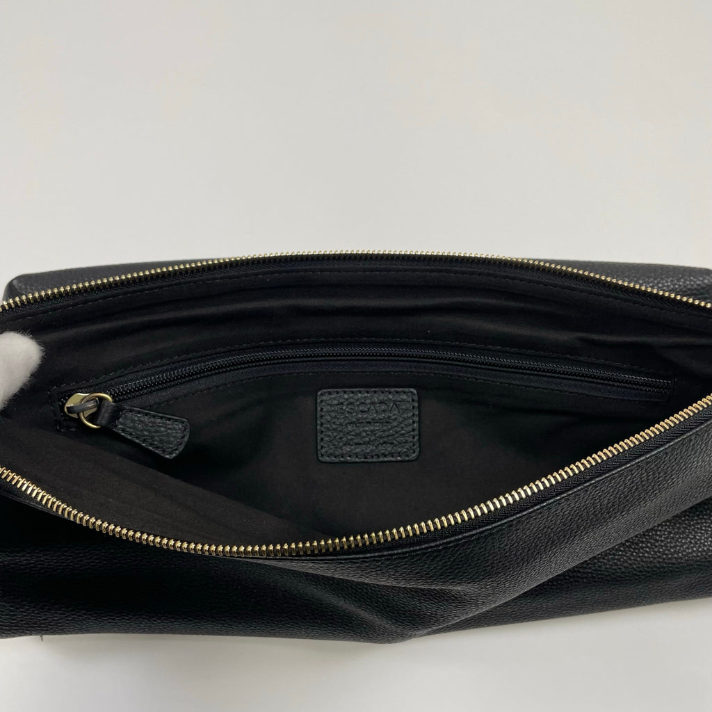ESCADA エスカーダ / レザークラッチバッグ 折りたたみ型 ブラック 参考定価：130,000程度