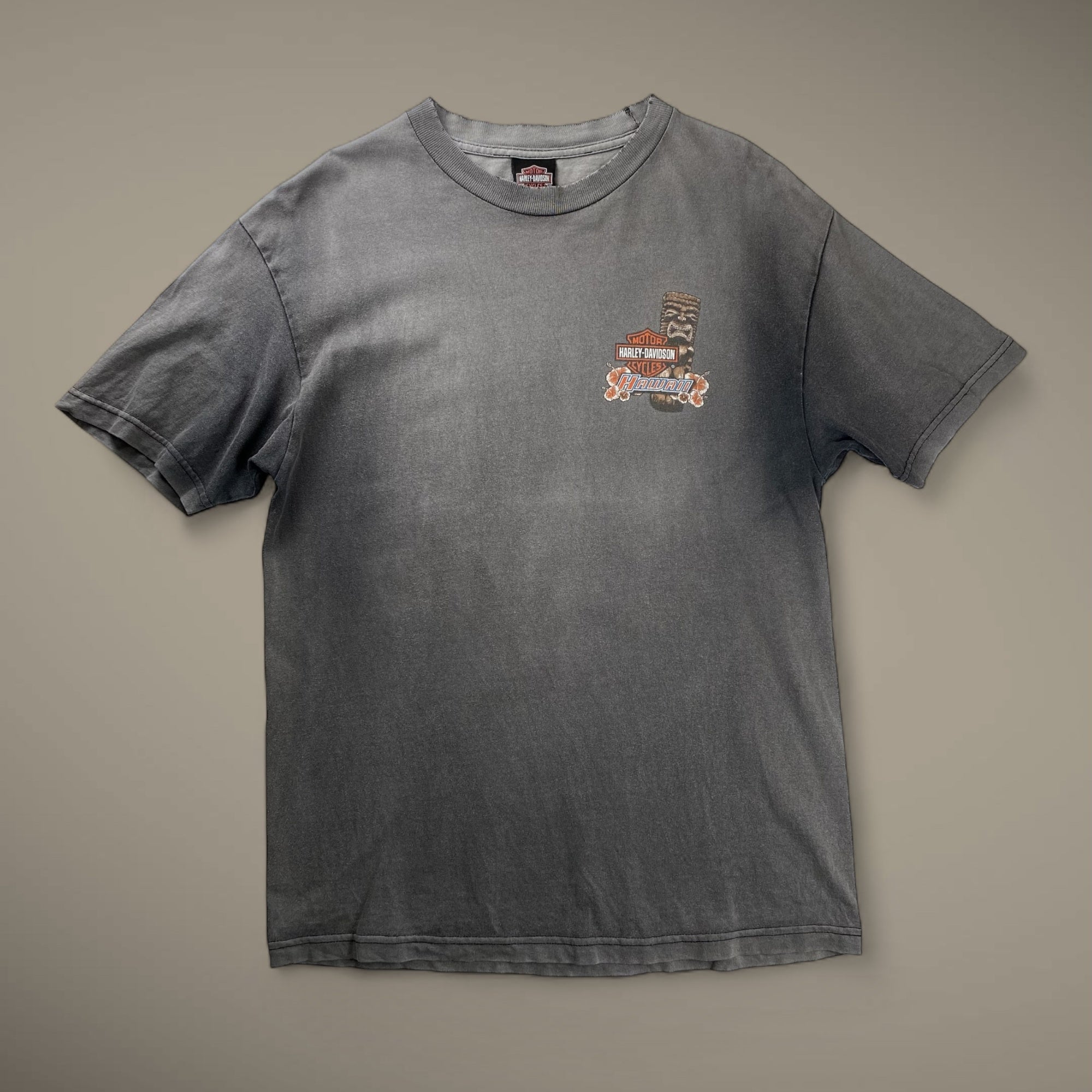 8-90s OLD HARLEY DAVIDSON ハーレーダビッドソン / フェード 両面プリント ヴィンテージ Tシャツ 鬼フェード 襤褸 SIZE：L