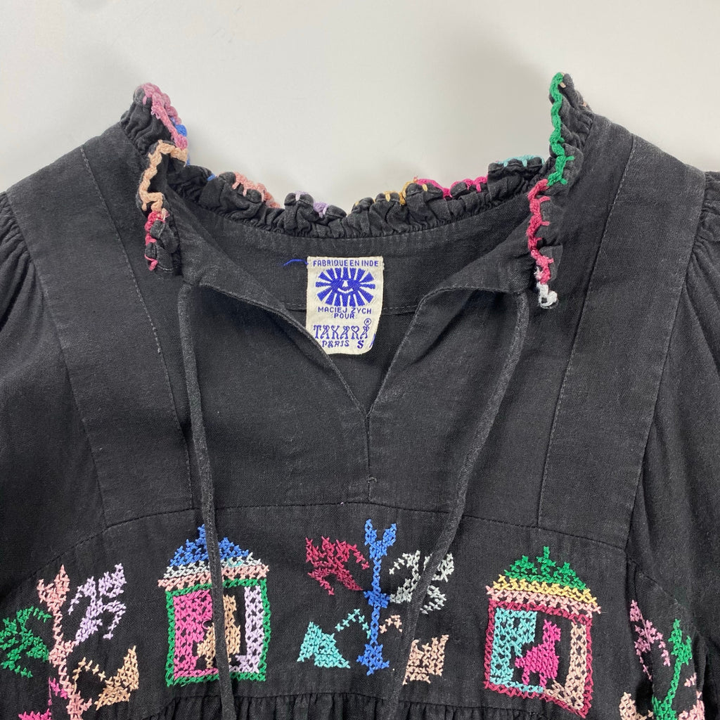 7-80s FRENCH VINTAGE フレンチヴィンテージ / ヴィンテージ フォークロアワンピース ボヘミアンスタイル SIZE:S