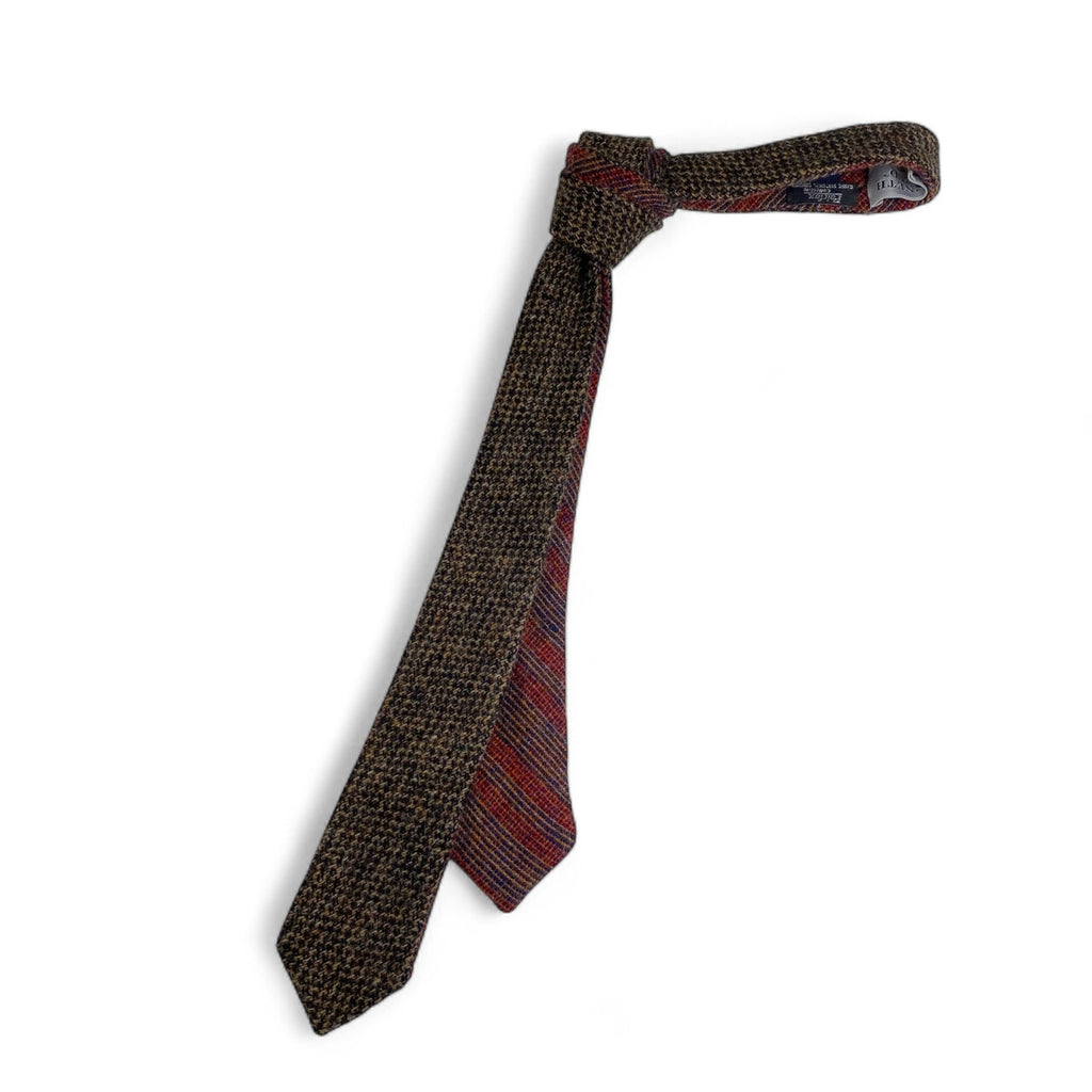 【美品】KENNETH FIELD × Fairfax ケネスフィールド フェアファックス / ツイードリバーシブルタイ ネクタイ